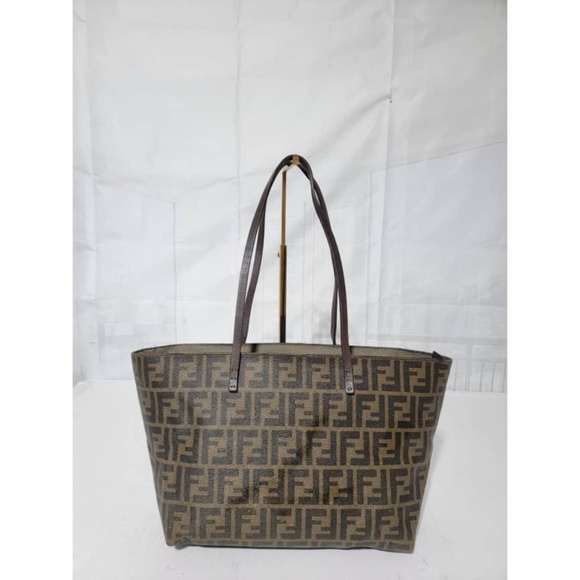 Authentic Fendi Tobacco Zucca Coated Canvas Spalmati Roll Shopper Tote B… - Picture 5 of 13
